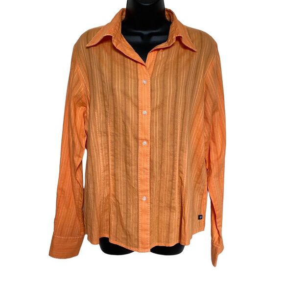 Vintage Cruel Girl Semi Sheer Button Down Shirt Orange Sz XL - Picture 1 of 9